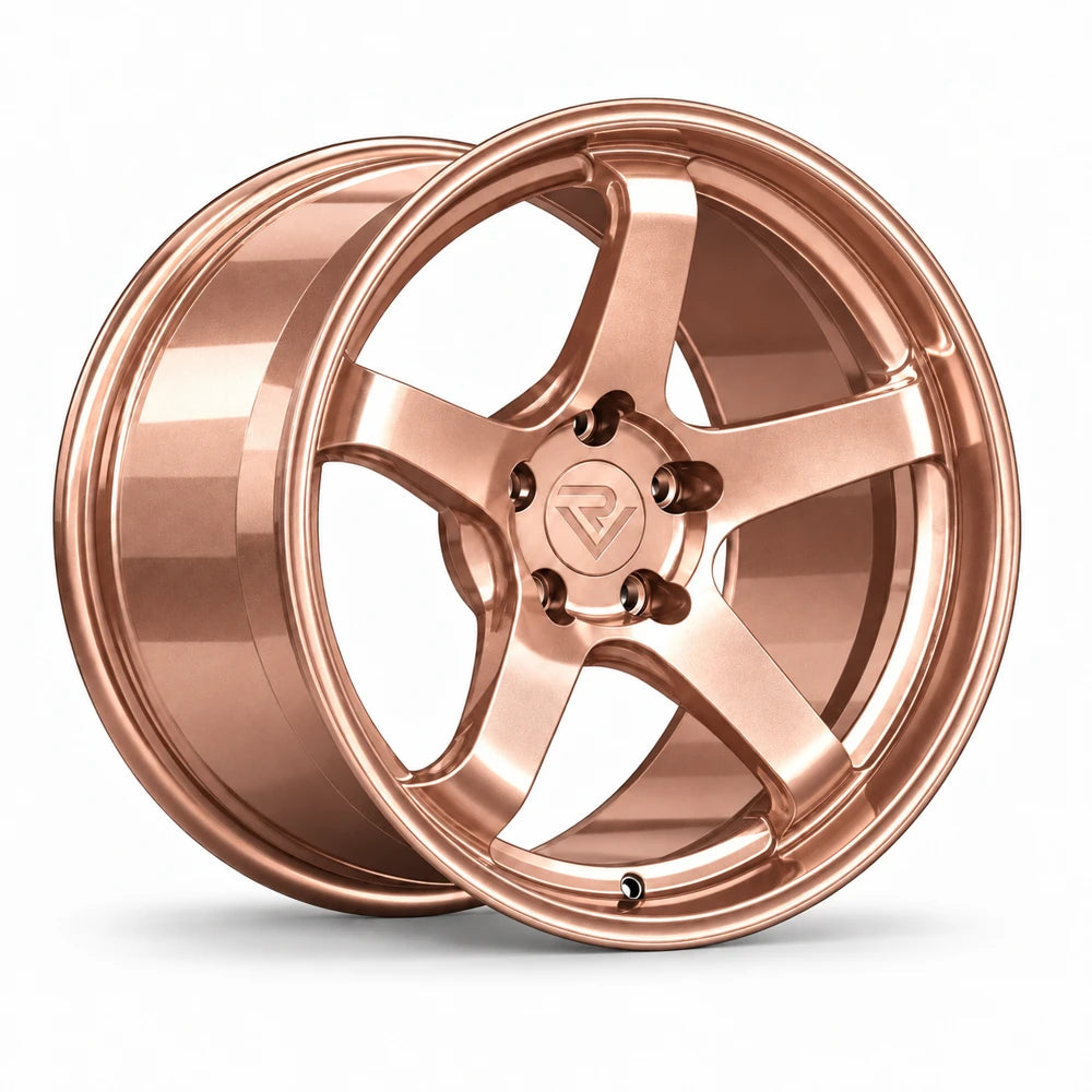 Ryvik five-spoke wheel in Gloss Metallic Rose Gold