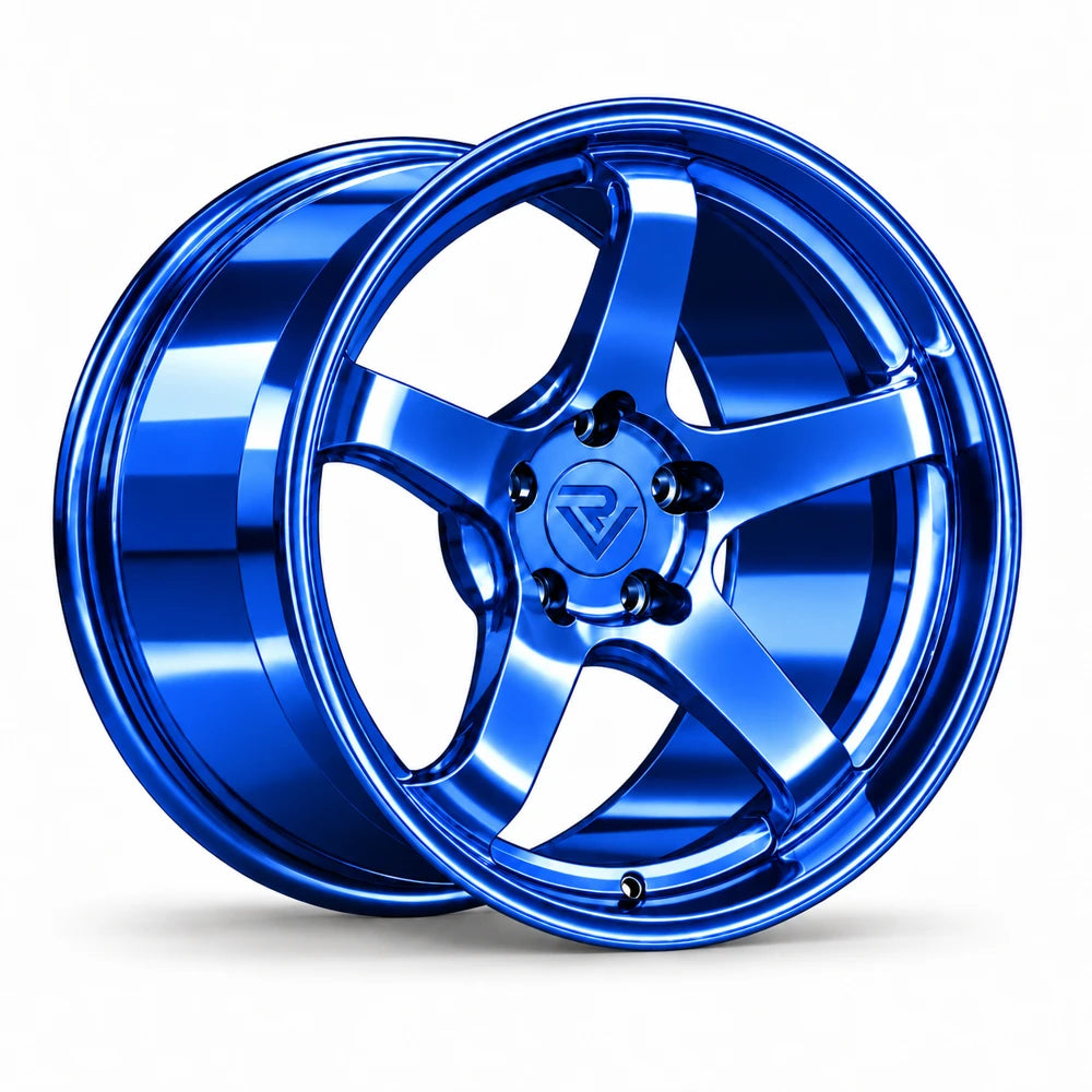 Ryvik five-spoke wheel in Polished Blue