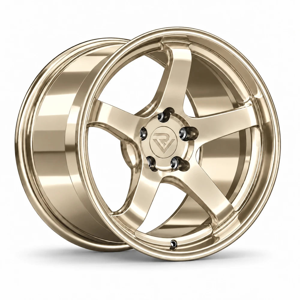 Ryvik five-spoke wheel in Polished Champagne