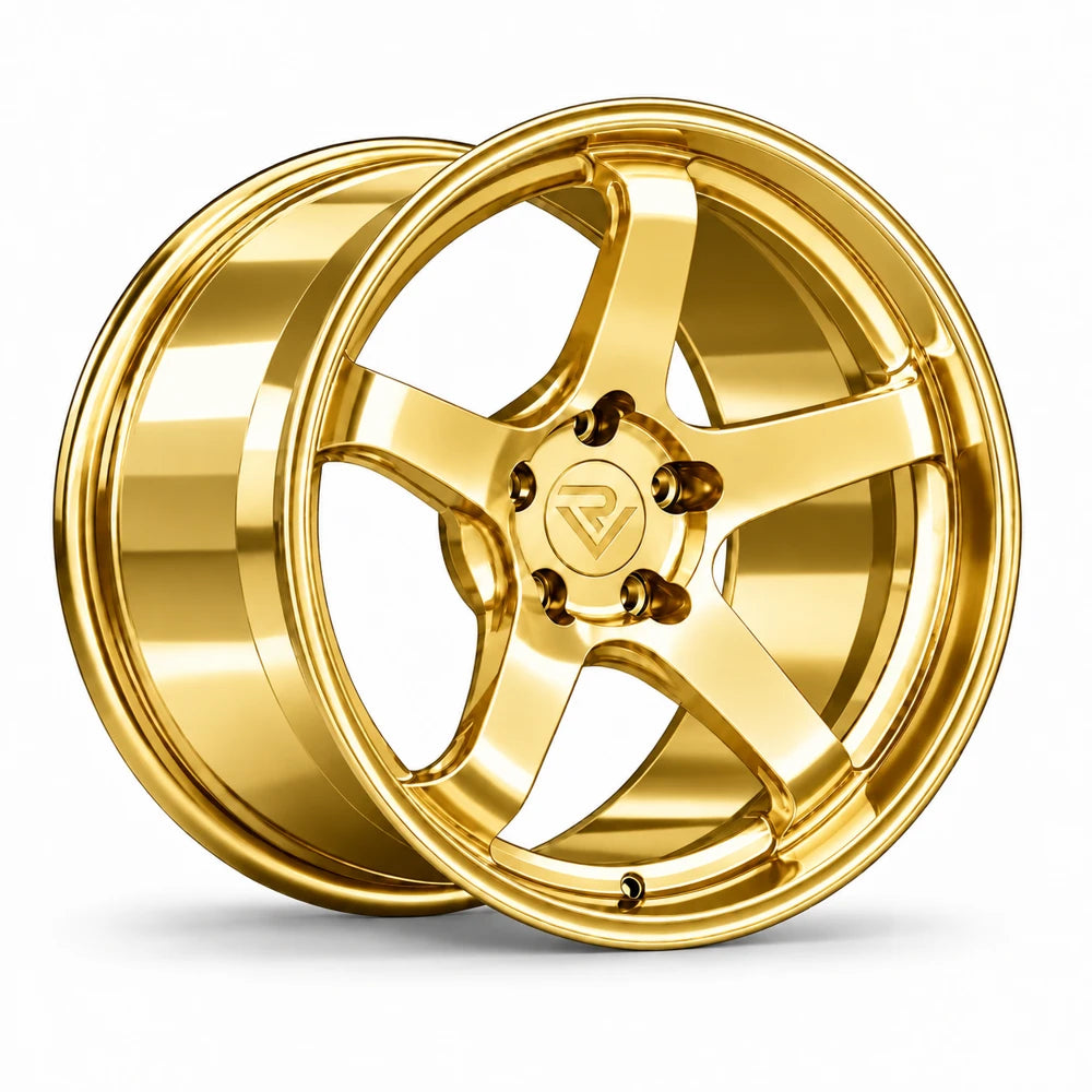 Ryvik five-spoke wheel in Polished Gold