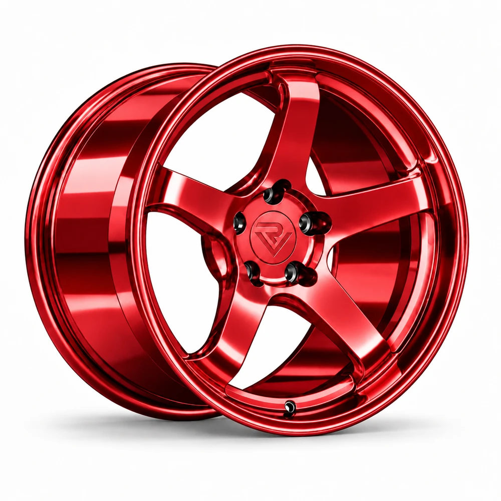 Ryvik five-spoke wheel in Polished Red