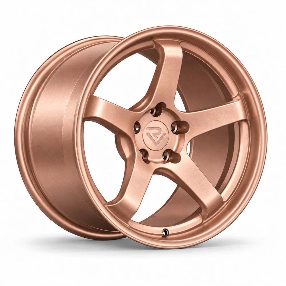 Ryvik five-spoke wheel in Satin Metallic Rose Gold