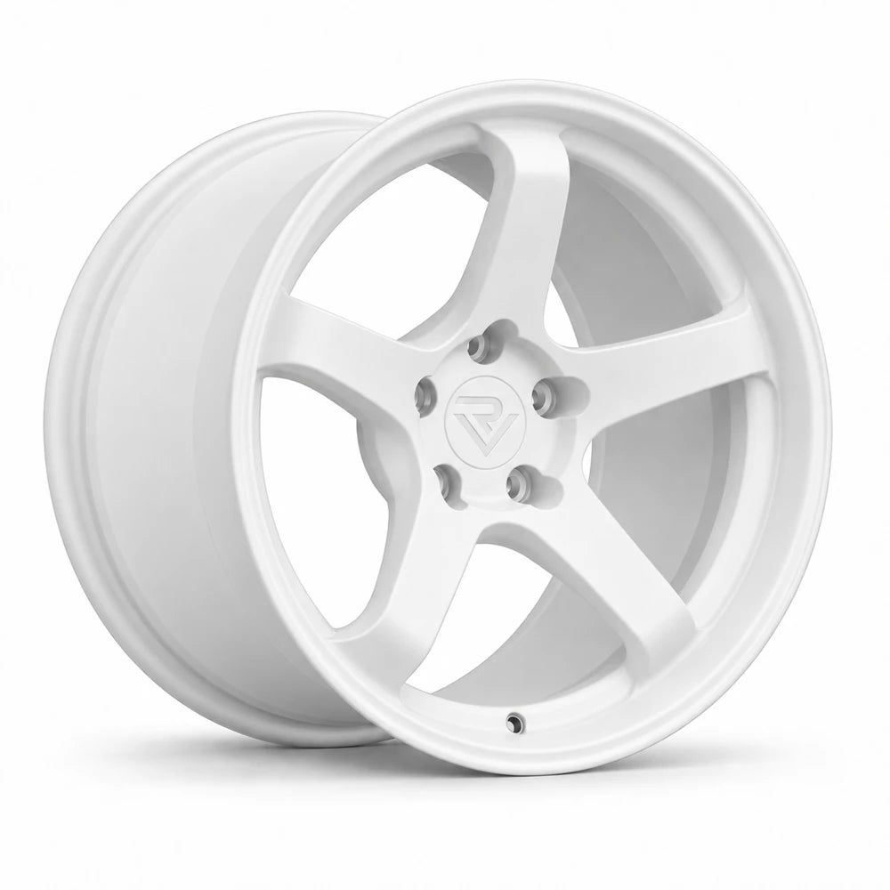 Ryvik five-spoke wheel in Satin White